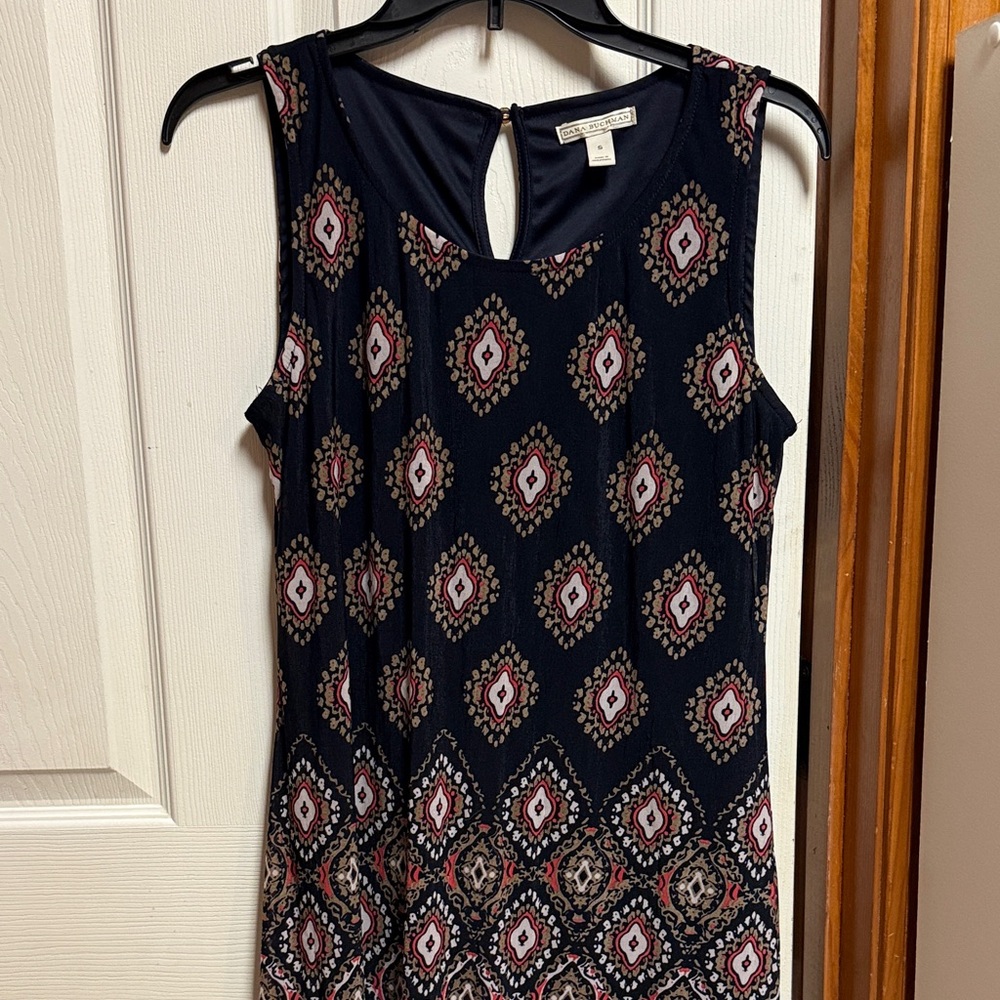 Dana Buchman Navy Geometric Sleeveless Dress
